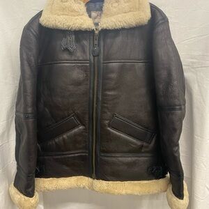 Marco Enzolani Men's B3 Brown Shearling Leather Jacket. Size M